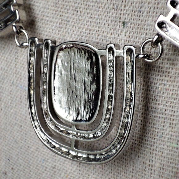 Christopher and Banks Silver Tone Statement Necklace NWT Light Blue Swirls Ocean - Picture 9 of 13